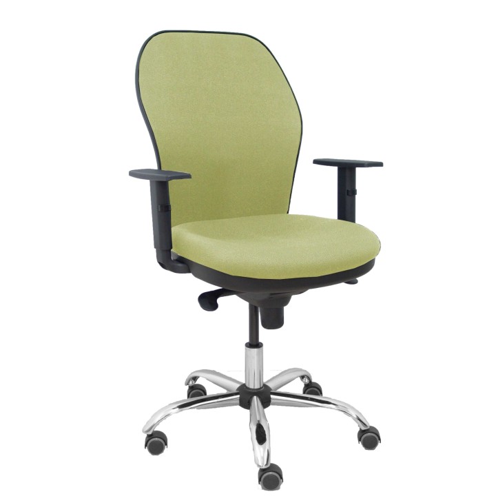 Piqueras y Crespo Silla Jorquera respaldo bali verde oliva asiento bali verde oliva base cromada y ruedas parqu
