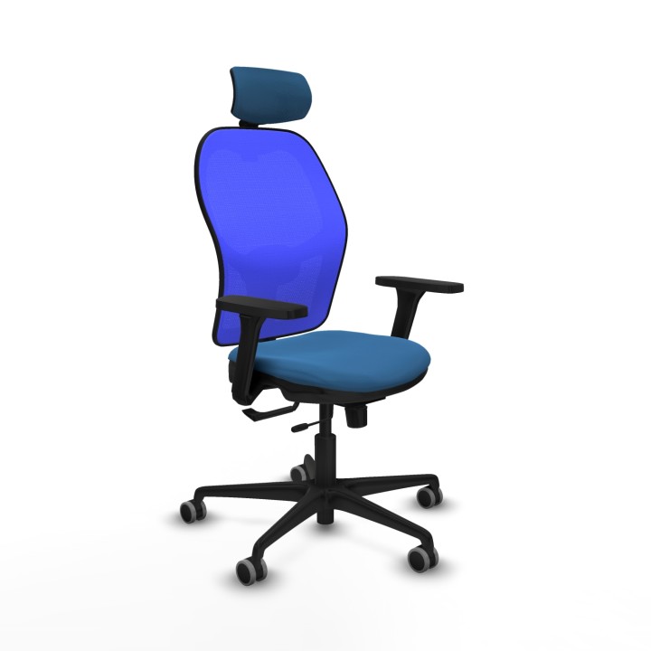Piqueras y Crespo Jorquera traslack malla azul similpiel azul claro brazos 3D base nailon cabecero 2D ruedas 65mm engomada
