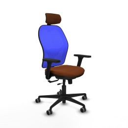 Piqueras y Crespo Jorquera traslack malla azul similpiel marr?n brazos 3D base nailon cabecero 2D ruedas 65mm engomada