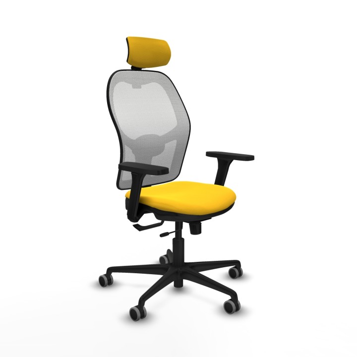 Piqueras y Crespo Jorquera traslack malla blanca similpiel amarillo brazos 3D base nailon cabecero 2D ruedas 65mm engomada