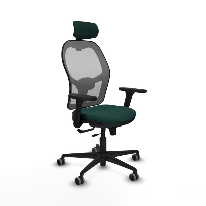 Piqueras y Crespo Jorquera traslack malla gris similpiel verde botella brazos 3D base nailon cabecero 2D ruedas 65mm engomada