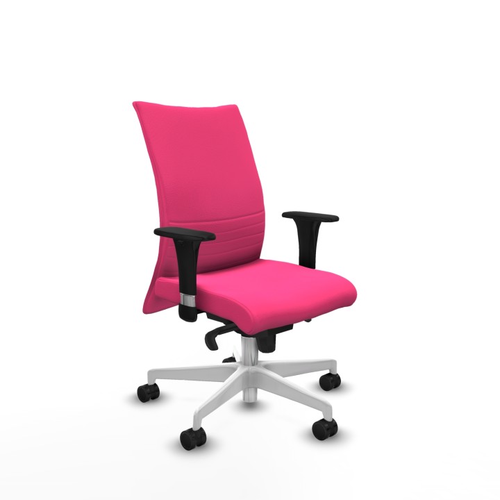 Piqueras y Crespo Albacete confidente sincro similpiel rosa brazos 1D base blanca ruedas 65 mm nailon