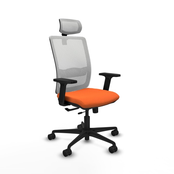 Piqueras y Crespo Haches traslack malla blanca bali naranja brazos 2D base nailon cabecero malla 2D ruedas 65mm nailon