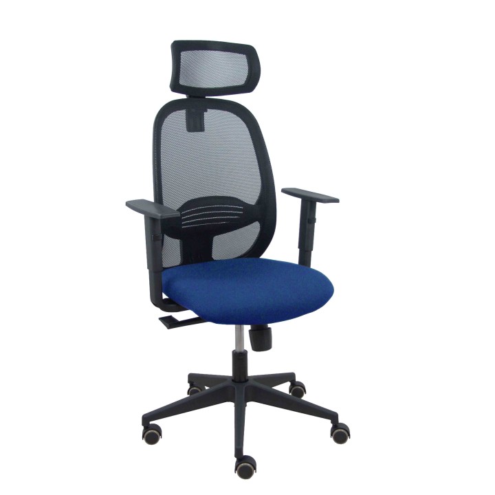 Piqueras y Crespo Silla Cilanco negra malla negra asiento bali azul marino brazo regulable cabecero regulable
