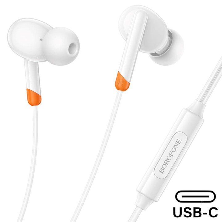 Borofone BM92 Auriculares con Micrófono y Conexión USB-C Blanco
