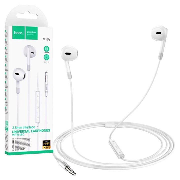 Hoco M109 Auricular con Micrófono y Clavija 3.5mm Blanco