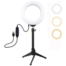 PULUZ PKT3032 ARO 16CM LED 3 TONOS CON SOPORTE 20CM