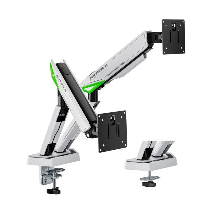 SOPORTE DE MESA GAMING PARA 2 TV/MONITOR AISENS 17 - 38 2 BRAZOS GIRATORIO/INCLINABLE HASTA 16KG WHITE
