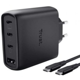 CARGADOR TRUST MAXO 3XUSB-C 1XUSB-A 65W + CABLE USB-C 2M BLACK