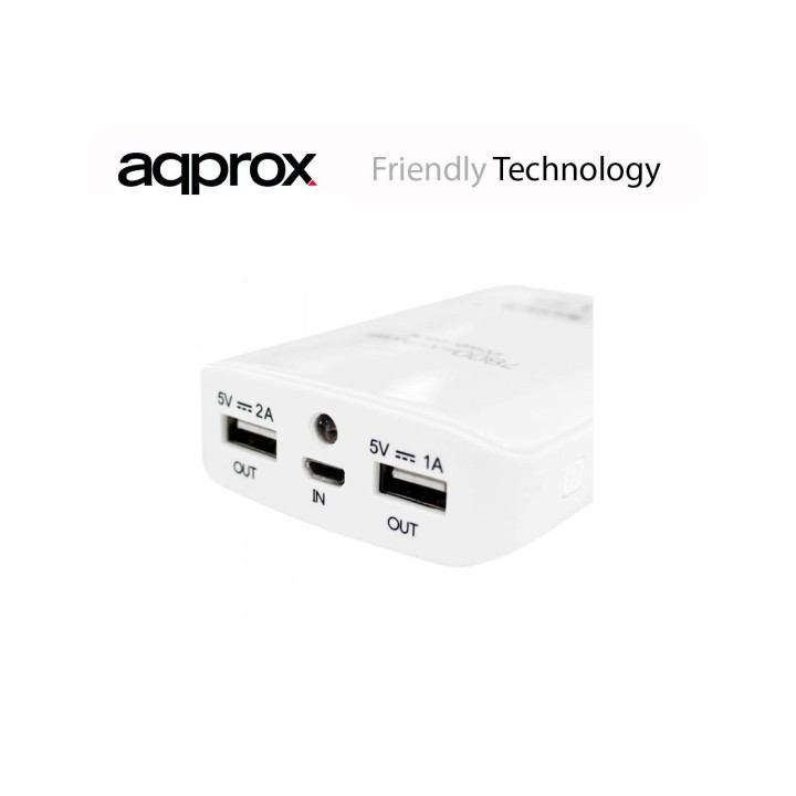 BATERIA EXTERNA APPROX 7800 mAh 2A BLANCO APPPB7800W*