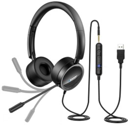Blaupunkt BLP4999 Auricular Profesional para Teletrabajo Aux y USB