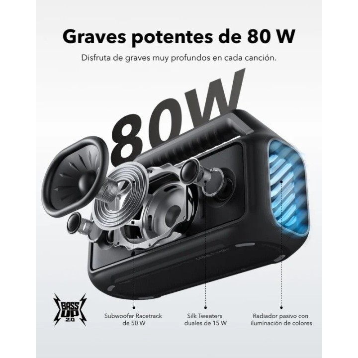 ALTAVOZ ANKER SOUNDCORE BOOM 2 80W BLUETOOTH IPX7 BLACK