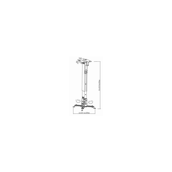 TOOQ PJ2012T-S SOPORTE PARA PROYECTOR UNIVERSAL INCLINABLE DE TECHO PLATA
