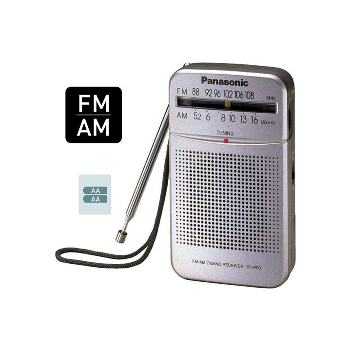 Panasonic RF-P50DEG-S Radio de Bolsillo AM/FM con Antena
