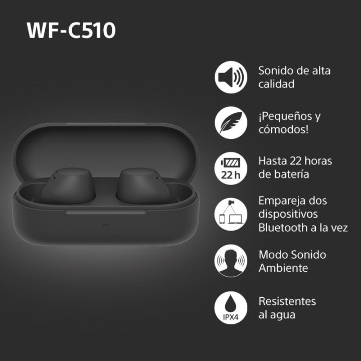 AURICULARES + MICROFONO IN-EAR SONY WF-C510 5H IPX4 BLACK