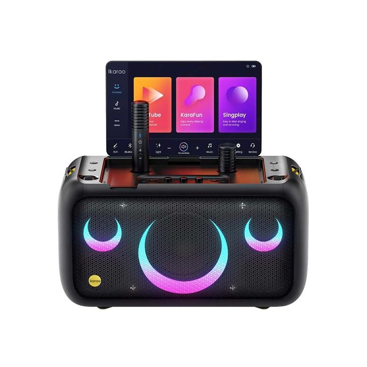 Ikarao Break X1 Altavoz Karaoke Recargable con Pantalla 13.3" 800W y 2 Micros