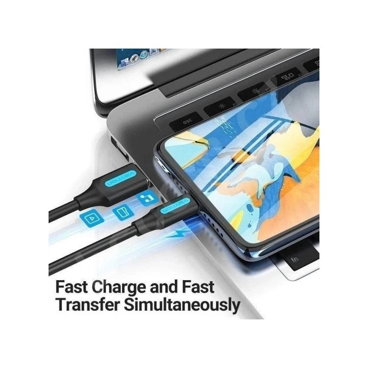 CABLE VENTION USB-A 2.0 - MICRO USB 60W 480MBPS 1.5M BLACK