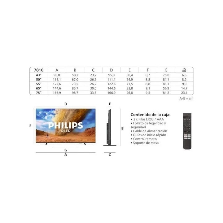 TELEVISOR PHILIPS 43 QLED 4K UHD USB SMART TV WIFI BLUETOOTH