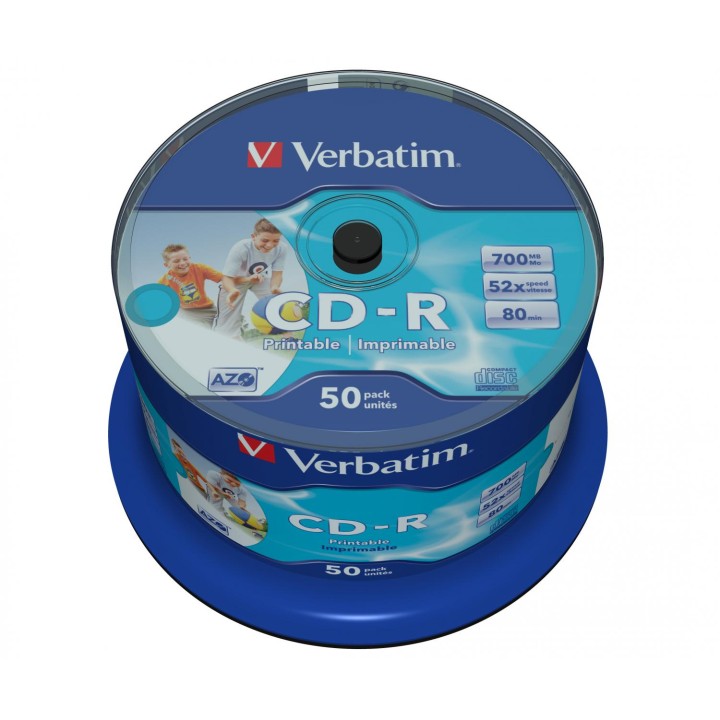 CD-R VERBATIM 50 UNIDADES 700MB 54x IMPRIMIBLE 43438