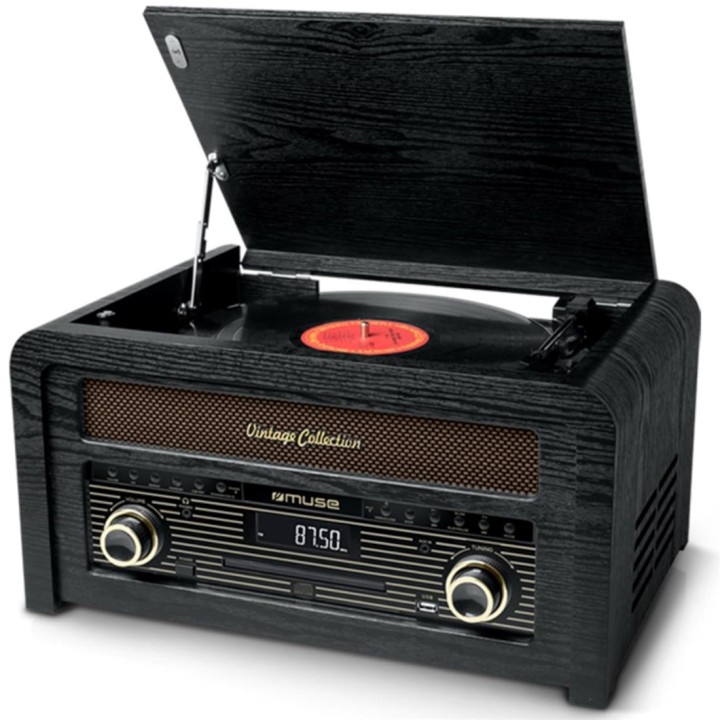 Muse MT115W Tocadisco BT/RADIO/CD Negro