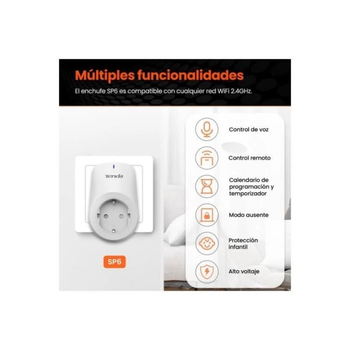 ENCHUFE INTELIGENTE TENDA SP6 WIFI 2.4GHZ ( PACK 2 UNIDADES )