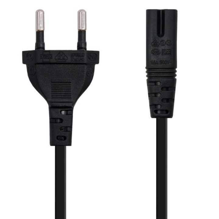 CABLE ALIMENTACION FORMA 8 NANOCABLE 3M CEE7/16 MACHO - C7 HEMBRA BLACK
