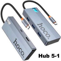 Adaptador USB-C 5-1 Hoco HB50 HDMI + 3x USB 3.0 + PD