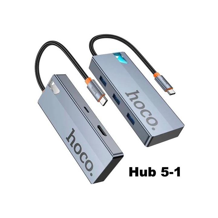 Adaptador USB-C 5-1 Hoco HB50 HDMI + 3x USB 3.0 + PD