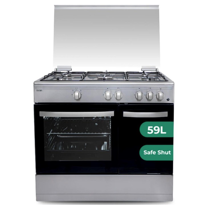 Svan SKMW4601X Cocina Mixta Butano 60cm con Wok Horno 56L Inox