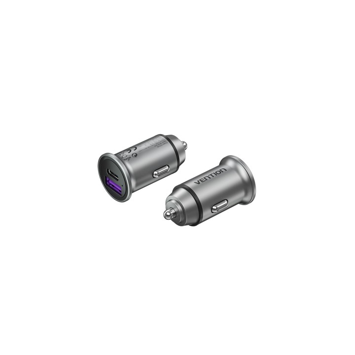 Vention Cargador de Coche FFFH0/ 1xUSB-Tipo C/ 1xUSB/ 30W