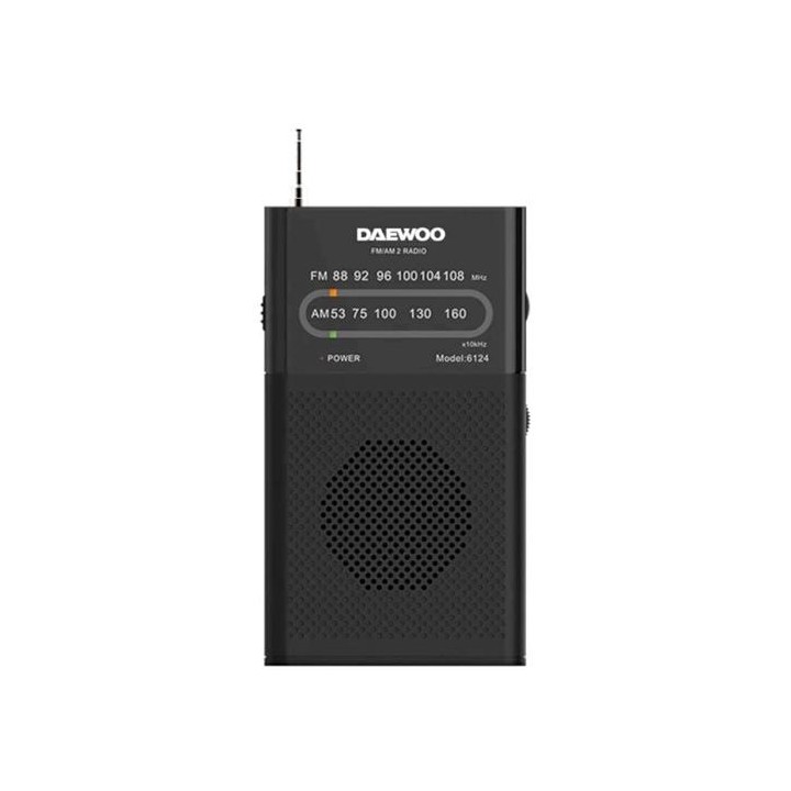 Daewoo DW1027 Radio Portátil AM/FM con Altavoz Integrado Negro