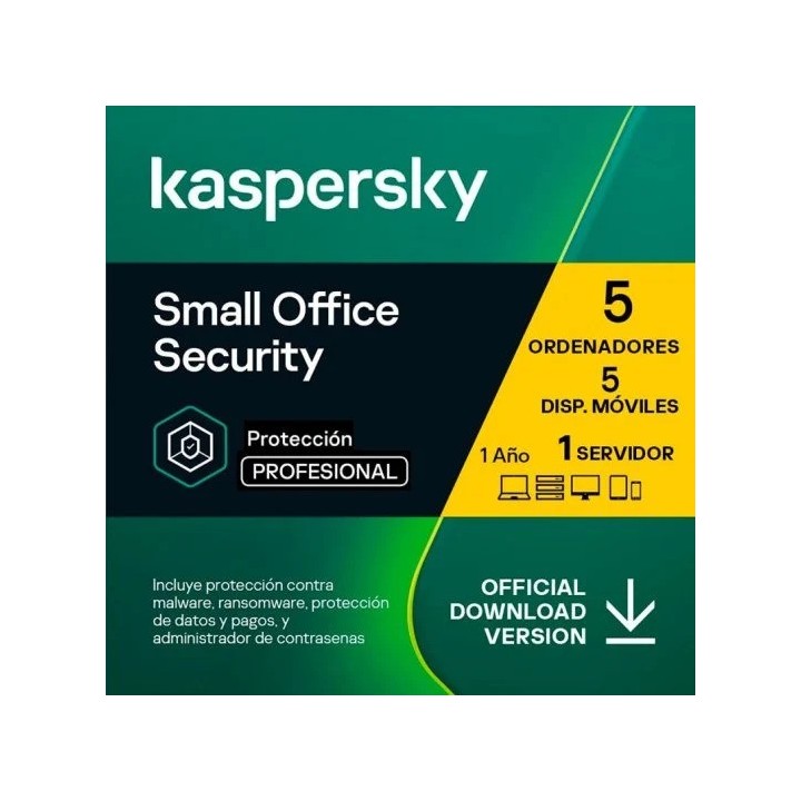 ANTIVIRUS KASPERSKY SMALL OF. SEC. 1L SERVER + 5L PC + 5 PUESTOS 1 YEAR L.ELEC