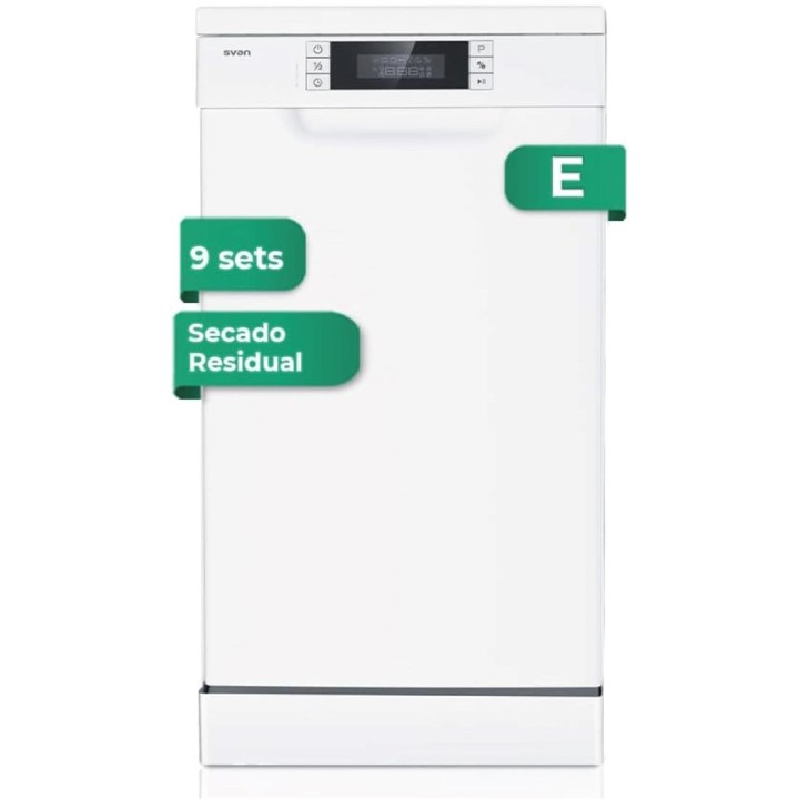 Svan SJ94500ED Lavavajillas 45 cm 9 sets E Blanco Display Led