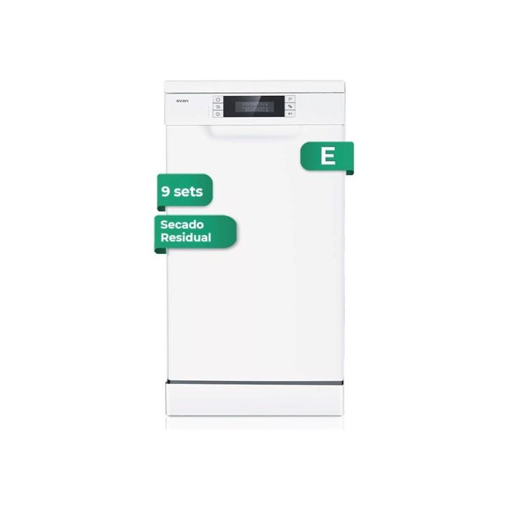 Svan SJ94500ED Lavavajillas 45 cm 9 sets E Blanco Display Led