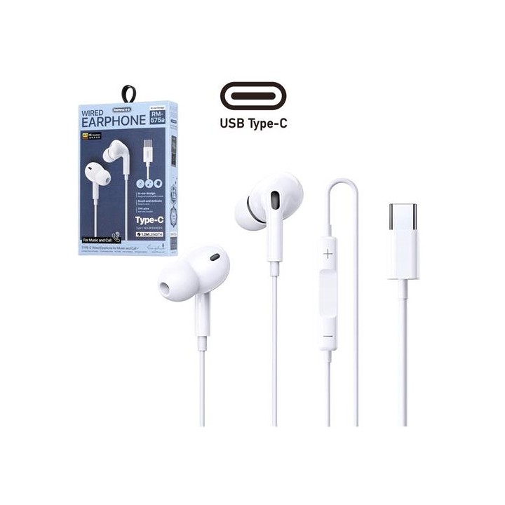 Remax RM-575a Auricular USB-C Digital Blanco