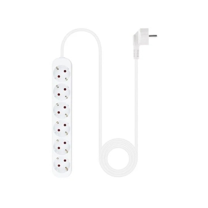 REGLETA NANOCABLE 6 SCHUKOS 1.4M WHITE