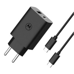 CARGADOR DE PARED MOTOROLA TURBOPOWER QUICK CHARGE 3.0 USB-C/USB-A PD 50W BLACK + CABLE USB-C 1M