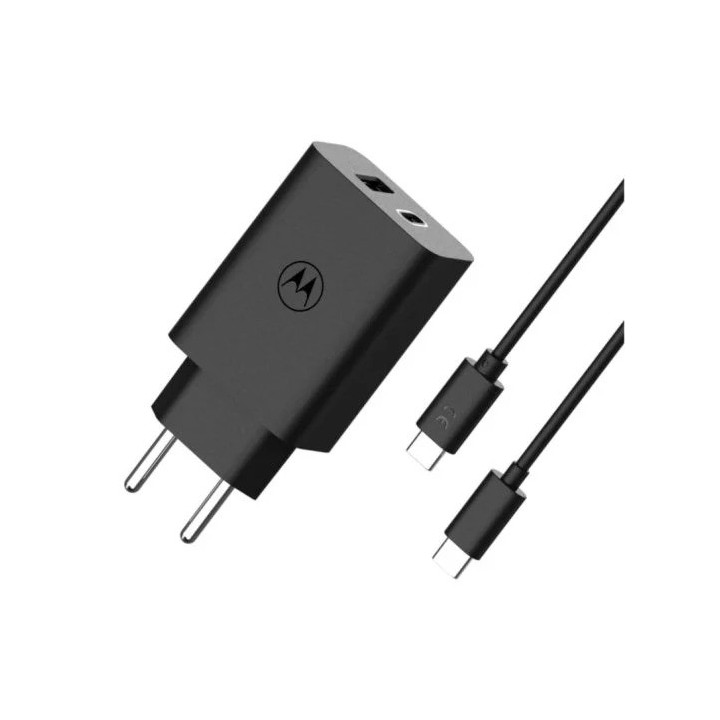 CARGADOR DE PARED MOTOROLA TURBOPOWER QUICK CHARGE 3.0 USB-C/USB-A PD 50W BLACK + CABLE USB-C 1M