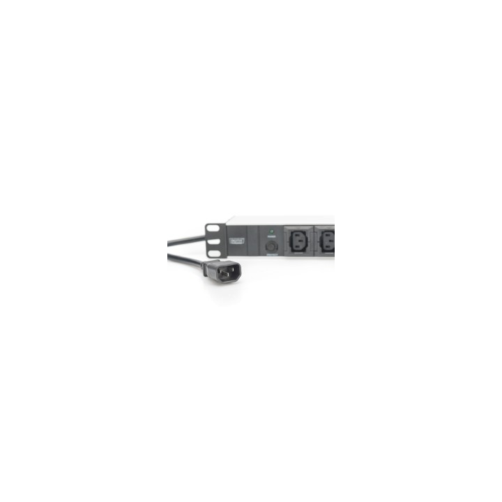 Digitus Regleta de enchufes con perfil de aluminio, 10 tomas, enchufe IEC C14 con cable de 2 m
