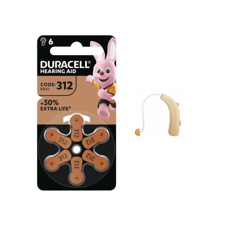 Duracell DA-312 Pila Audífono PR41 6 PCS