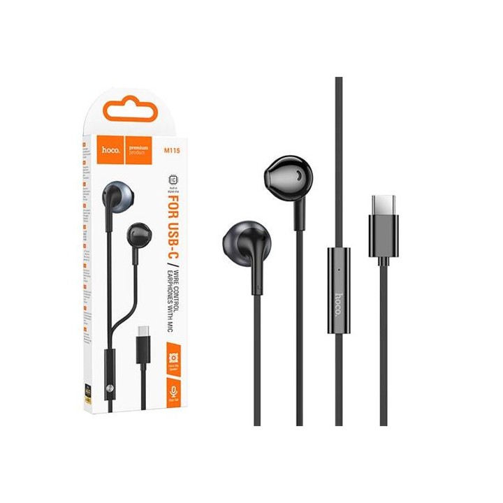 Hoco M115 Auricular con Micrófono y Conexión USB-C Negro