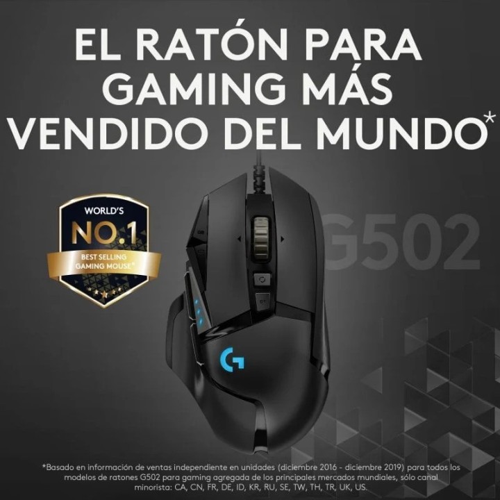 RATON GAMING LOGITECH G502 HERO OPTICO USB RGB BLACK