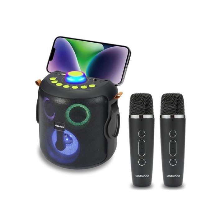 Daewoo DW3008 Altavoz Karaoke Bluetooth y USB 15W Recargable con 2 Micros