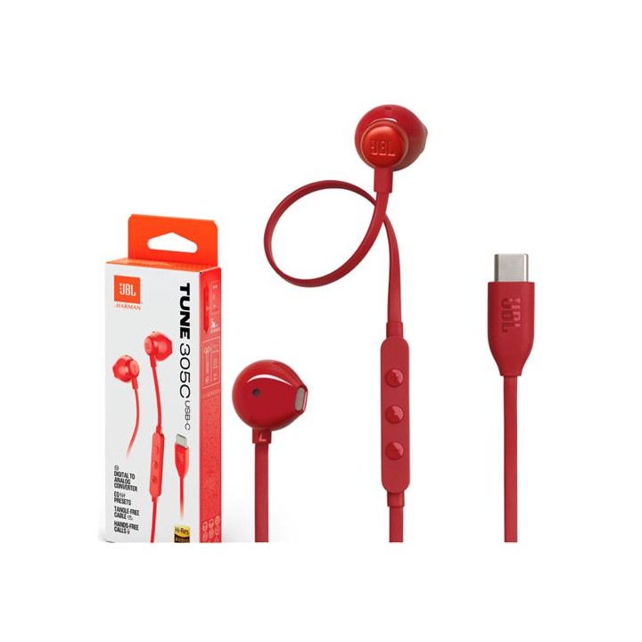 JBL Tune 305C Auricular USB-C con micrófono Rojo