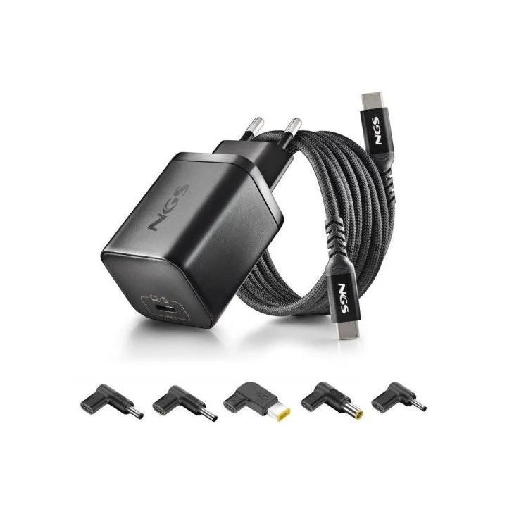 CARGADOR DE PORTATIL LENOVO NGS BUD GAN USB-C 65W 5 CONECTORES + CABLE 1.5M USB-C BLACK