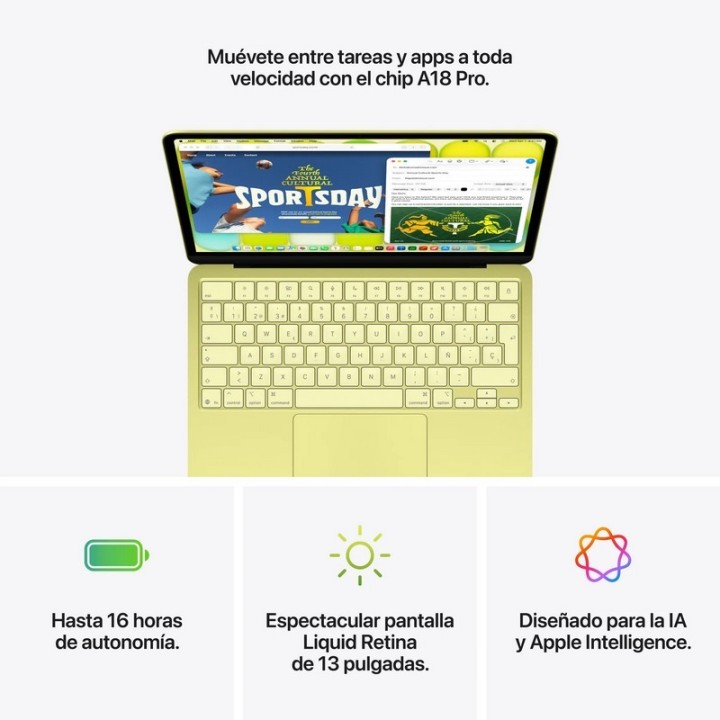 PORTATIL APPLE MACBOOK NEO A18 PRO/6-CORE CPU/8GB/SSD512GB/5-CORE GPU/13 TOUCH-ID CITRUS
