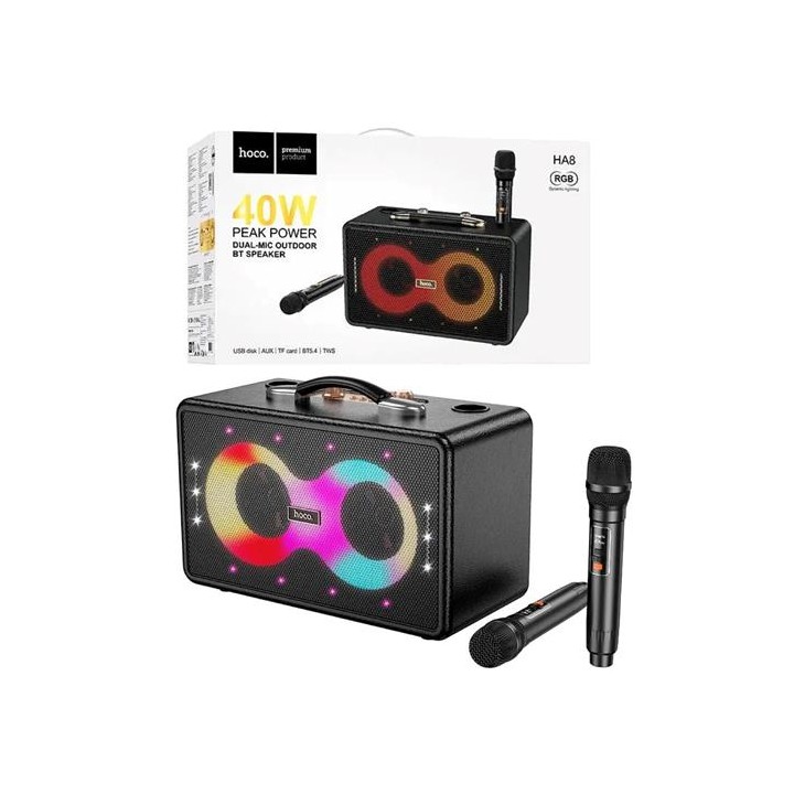 Hoco HA8 Altavoz Karaoke Bluetooth 40W con 2 Micrófonos