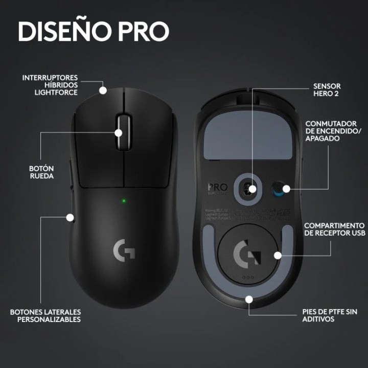 RATON GAMING LOGITECH PRO X SUPERLIGHT 2 WIRELESS 44000DPI BLACK