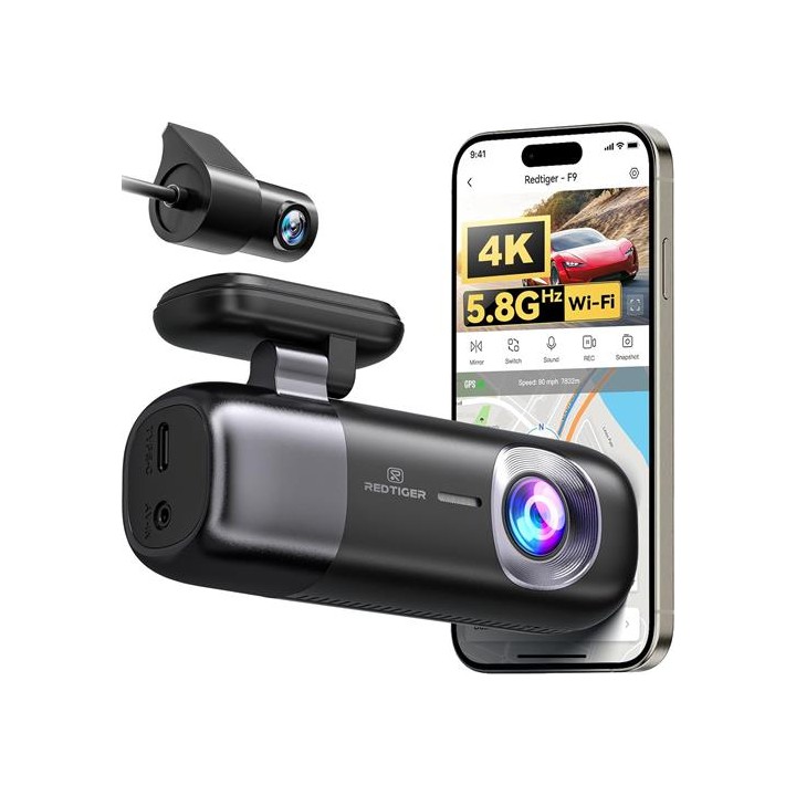 Redtiger F9 Cámara Dual para Auto 4K Wifi y GPS