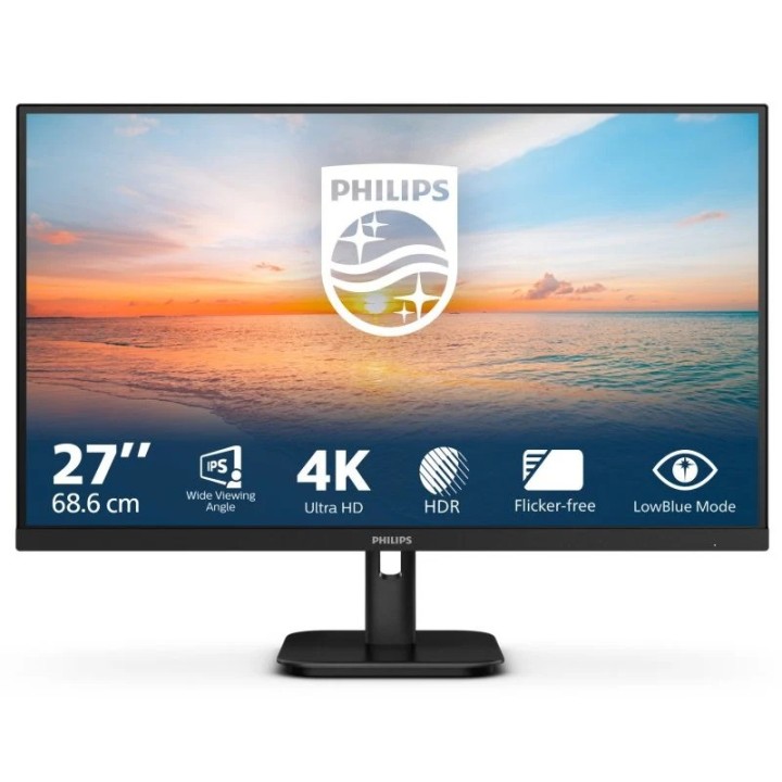 MONITOR PHILIPS 27 IPS 4K MULTIMEDIA HDMI DP BLACK